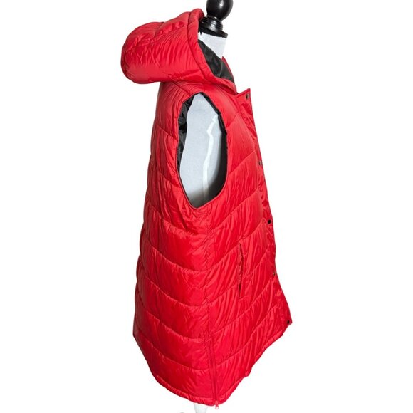 Swiss Tech Red Long Puffer Vest Womens Size 1X Hooded Sleeveless Outerwear - Picture 3 of 14